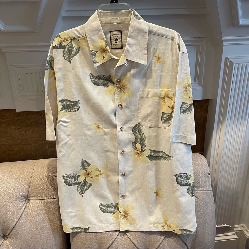 K: Jamaica Jaxx Silk Shirt,short Sleeved, Authentic Island Style Sz M